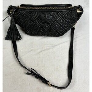 Tory Burch Fleming Soft Black Leather Quilted Belt /Bum Bag/Fanny /Shoulder Bag